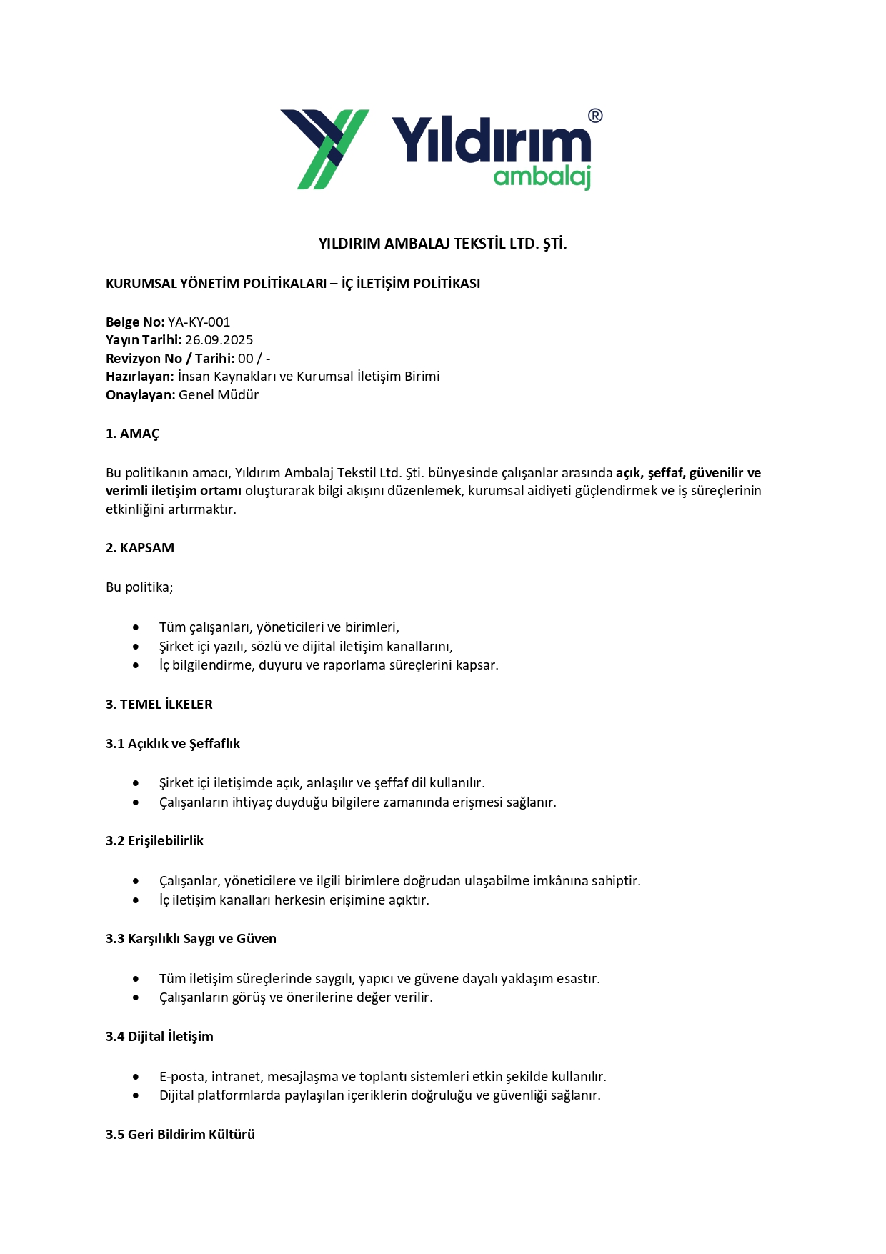 İÇ İLETİŞİM POLİTİKASI